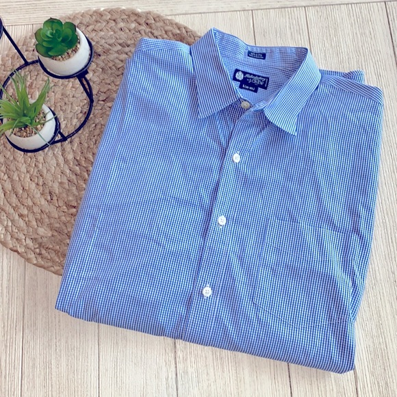 J. Crew Haberdashery blue & white checkered l/s L